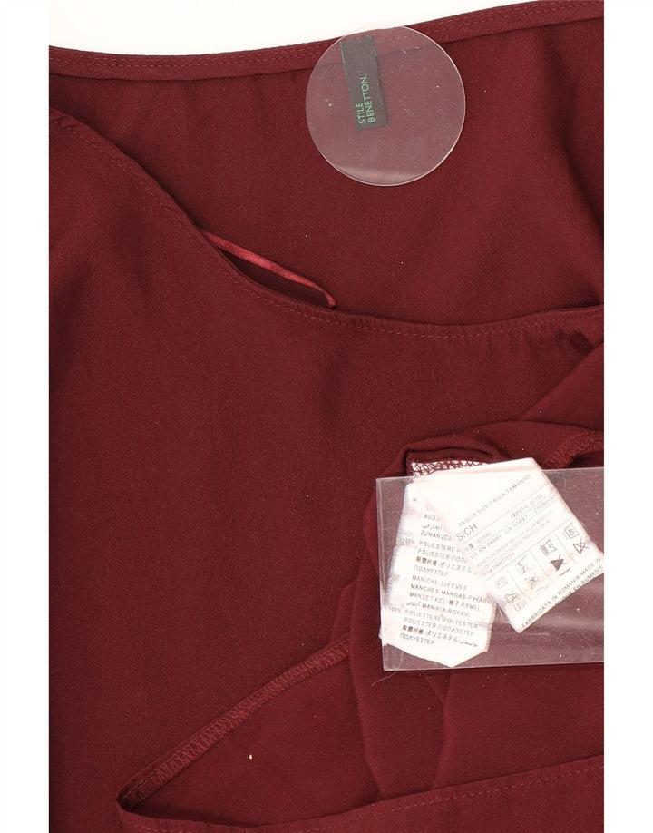 Benetton Vestido Recto Extragrande Mujer UK 40 Pequeño Poliéster Burdeos