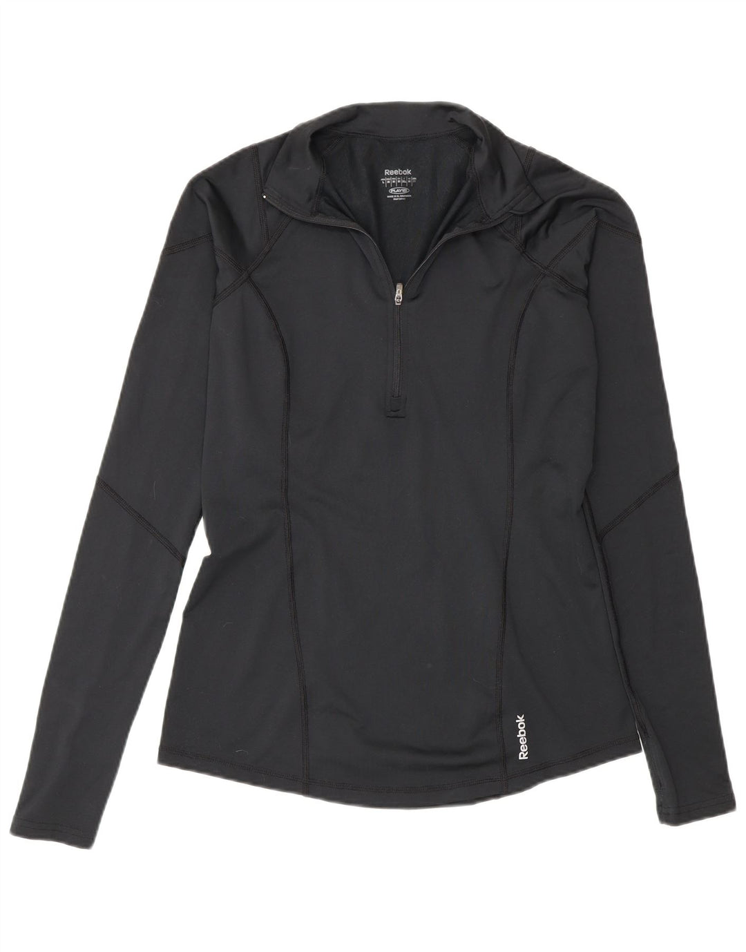 Reebok - Chándal con cremallera y cuello para mujer, talla M, poliéster negro