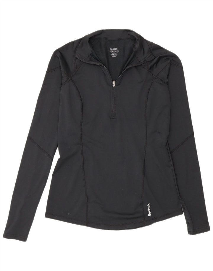 Reebok - Chándal con cremallera y cuello para mujer, talla M, poliéster negro