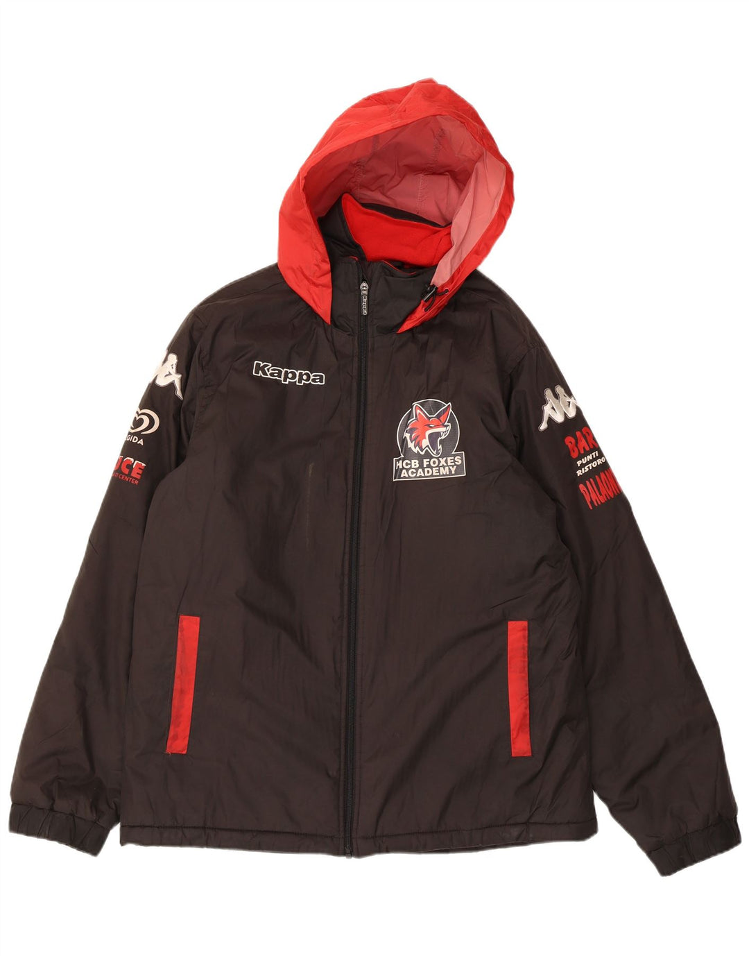 Kappa Chaqueta cortavientos con capucha y gráfico para hombre UK 40 Large Poliéster negro