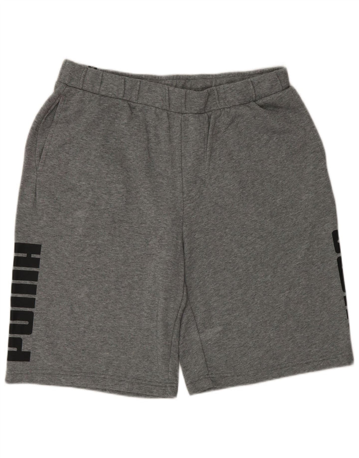 Puma Pantalones cortos deportivos con gráficos para hombre, talla grande, gris moteado