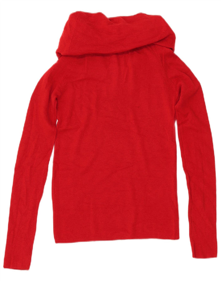 ZARA Mujer Crop Roll Neck Jumper Sweater UK 12 Medium Rojo