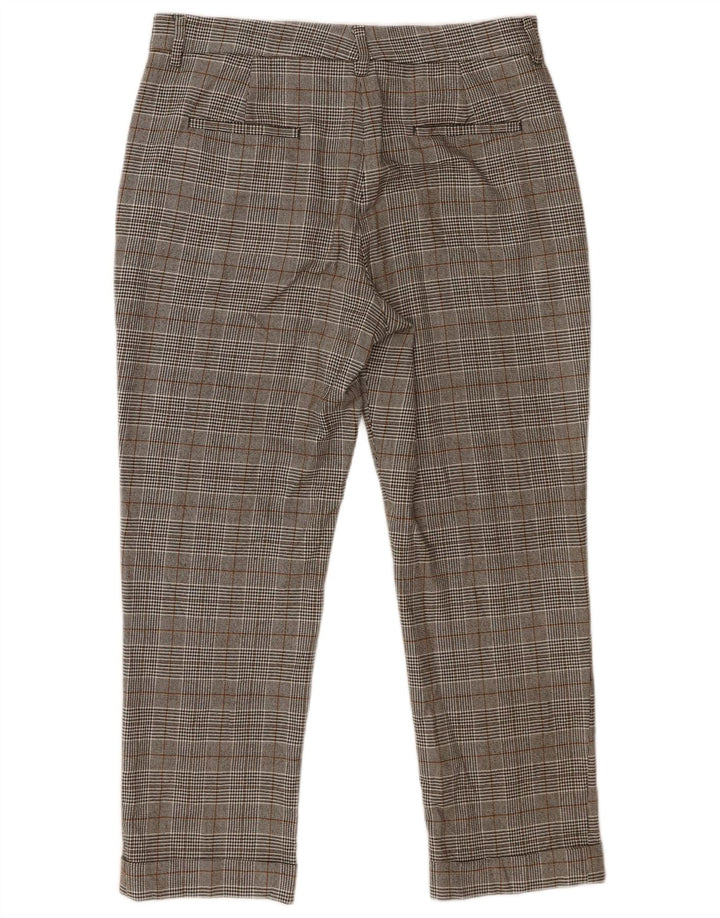 Zara Mujer Pantalones Cortos Slim EU 40 Medium W30 L25 Gris Pata De Gallo