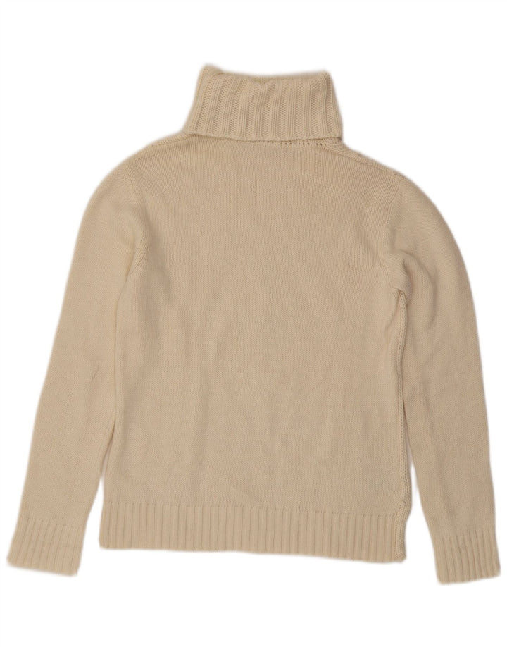 Lacoste Jersey con cuello vuelto para mujer Talla 42 Grande Lana blanca