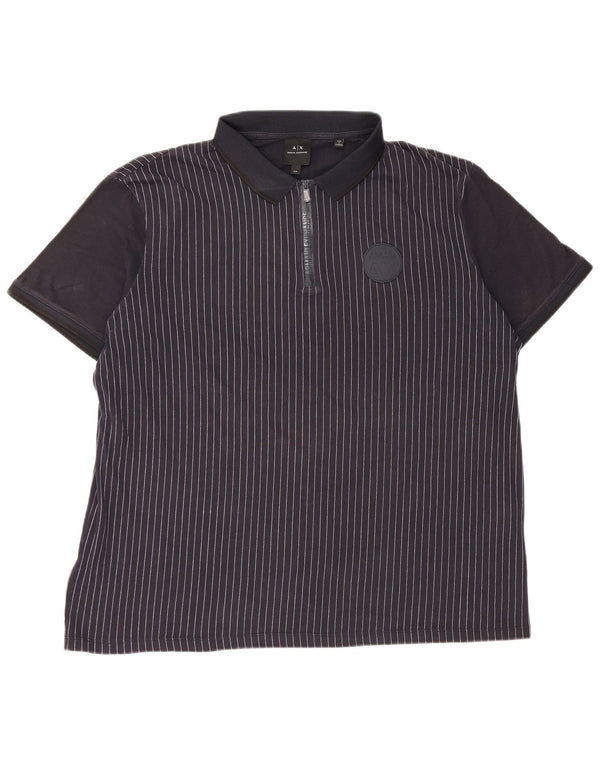 Armani Exchange Polo para hombre 2XL Azul Marino Rayas