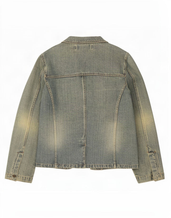 Zara Mujer Trafaluc Chaqueta Americana De Mezclilla De 2 Botones Reino Unido 40 Algodón Azul Medio