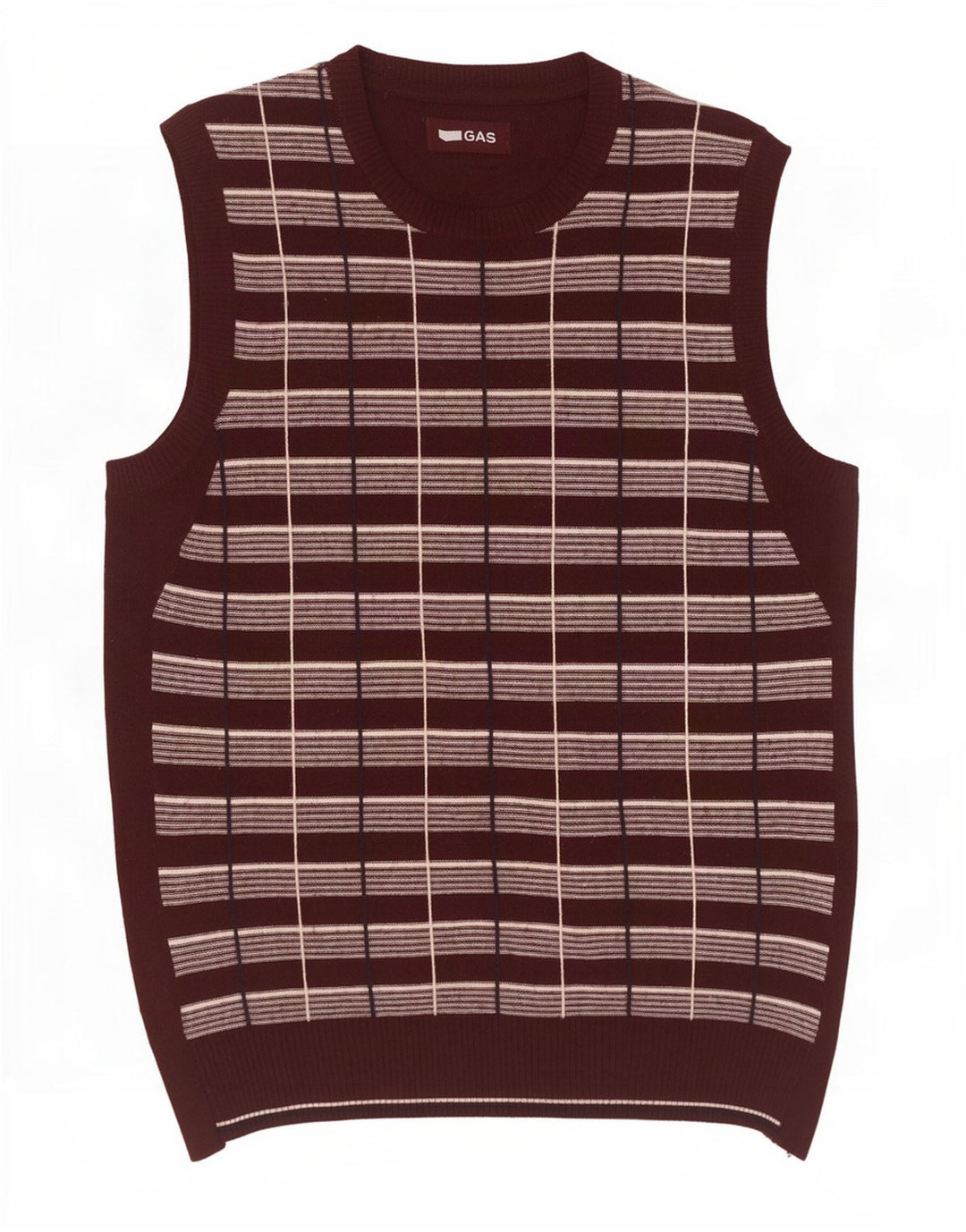 Gas Hombre Chaleco Tank Top Cuadros Marrón Medio