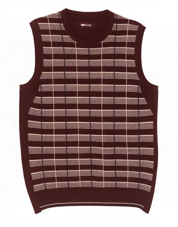 Gas Hombre Chaleco Tank Top Cuadros Marrón Medio
