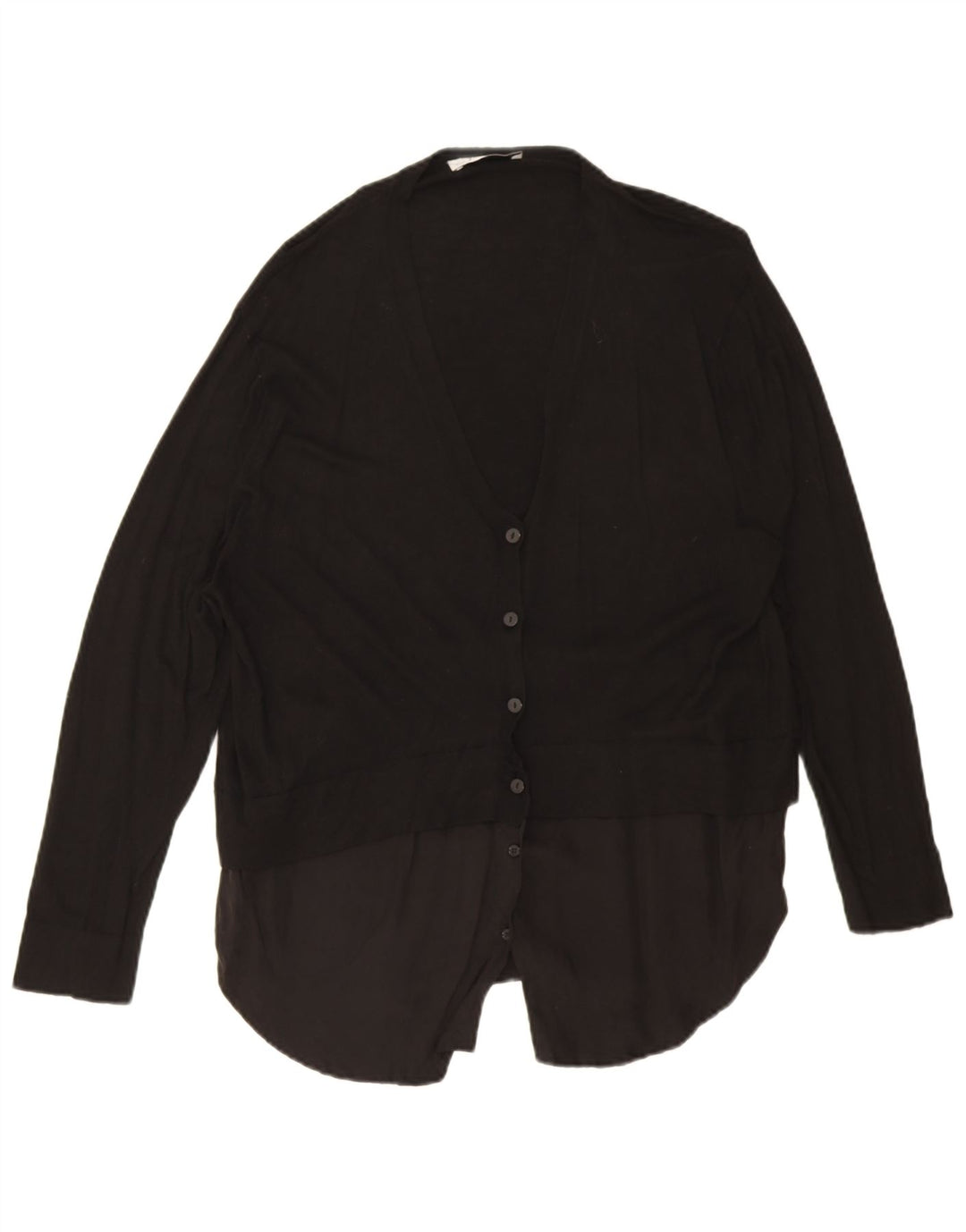Zara Mujer Cárdigan Suéter UK 44 Medium Cupro Negro