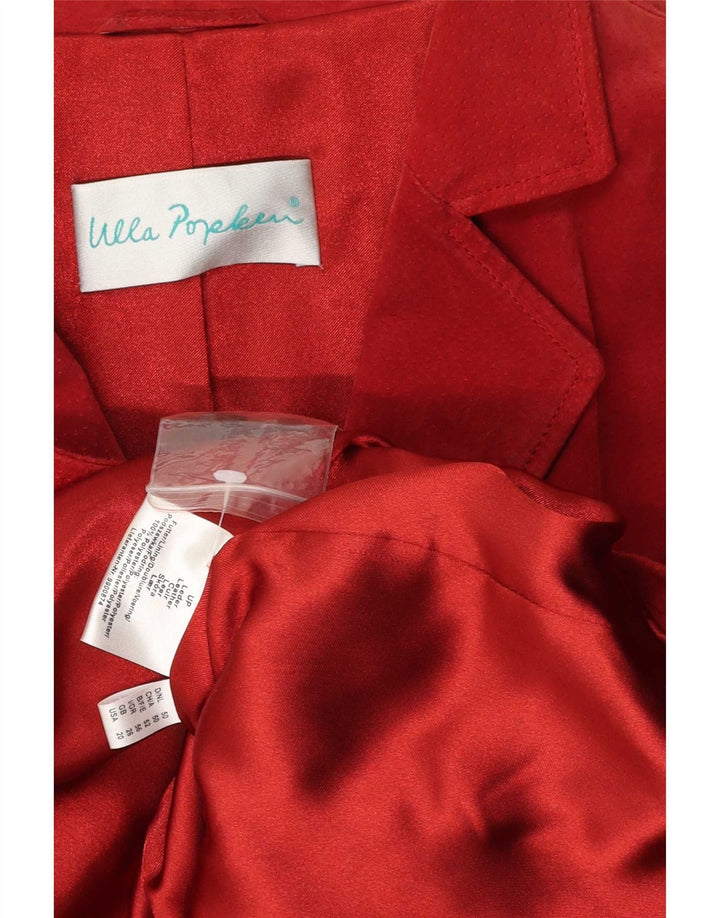Vintage mujer 3 botones ante Blazer chaqueta Reino Unido 26 5XL cuero rojo