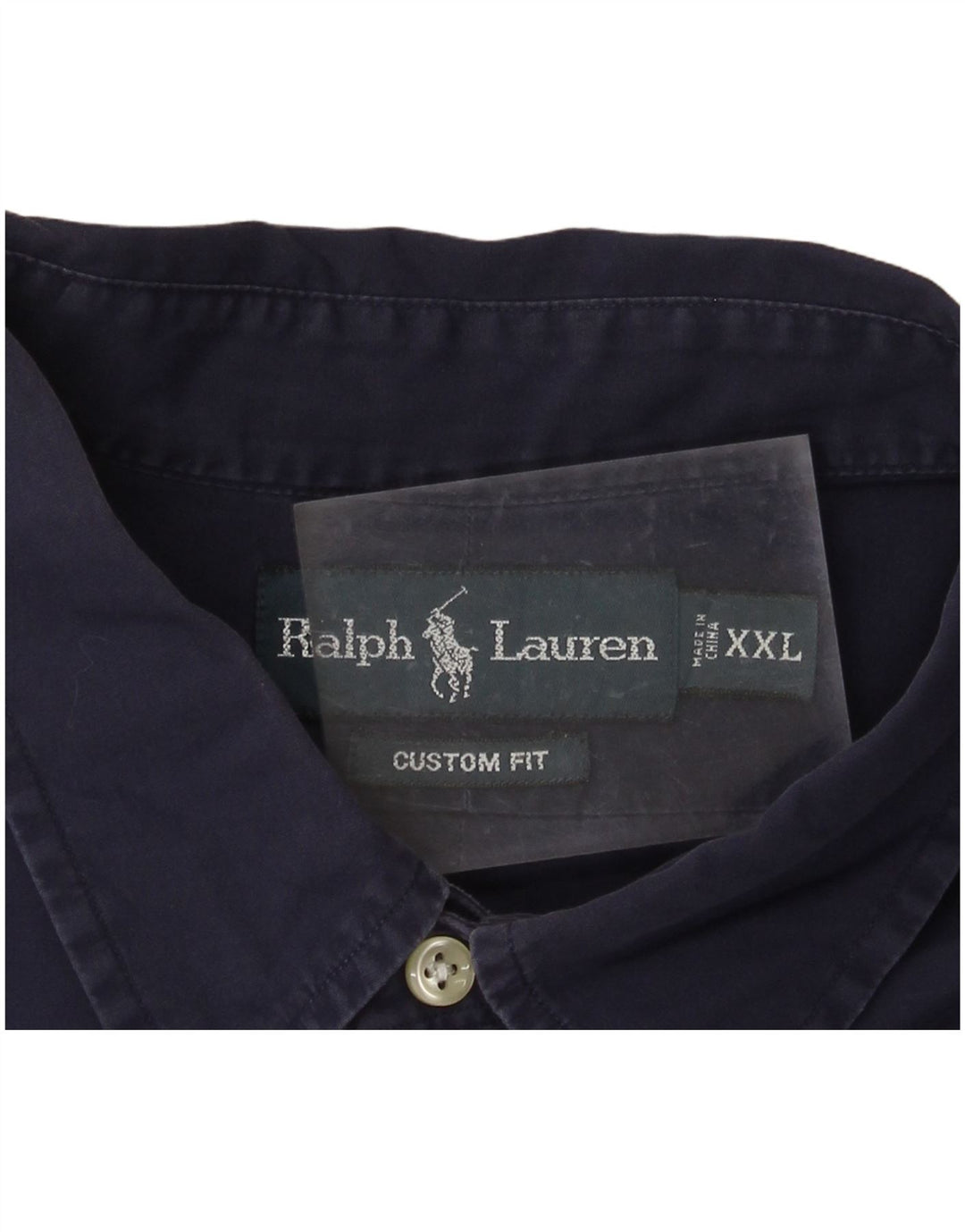 POLO RALPH LAUREN Camisa de ajuste personalizado para hombre 2XL Algodón azul marino
