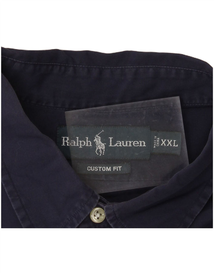 POLO RALPH LAUREN Camisa de ajuste personalizado para hombre 2XL Algodón azul marino