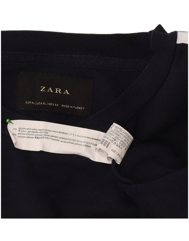 Zara Hombre Sudadera Jumper XL Azul Marino Colorblock