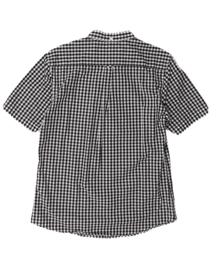 Le Shark - Camisa de manga corta para hombre (algodón a cuadros), color azul marino