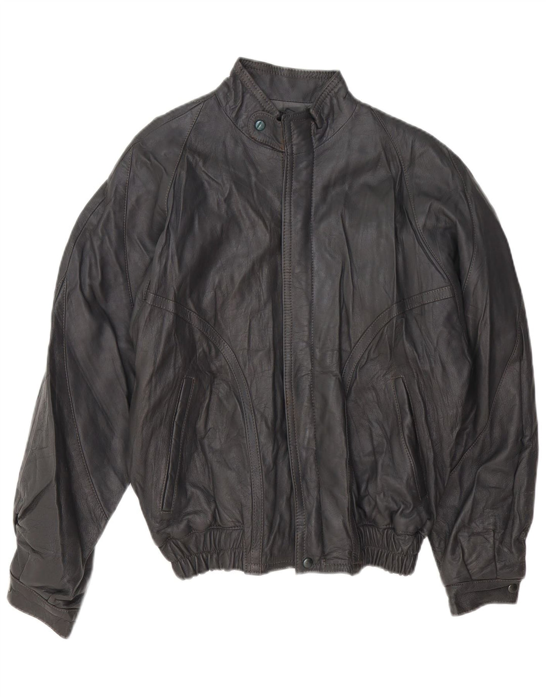 VINTAGE Chaqueta de cuero para hombre Reino Unido 40 Cuero gris grande