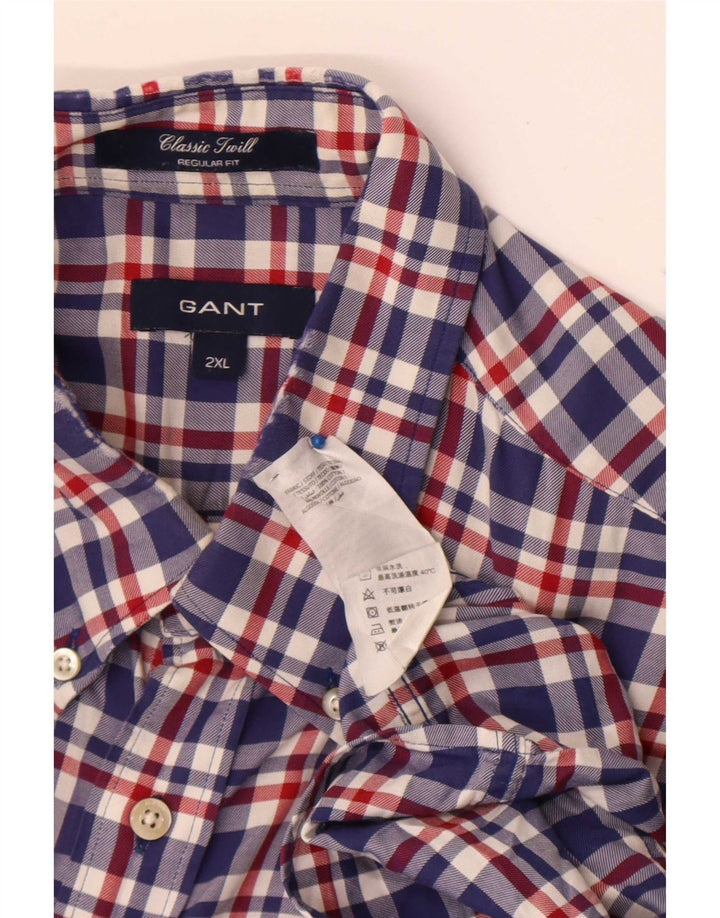 Camisa Gant de corte regular para hombre 2XL Algodón a cuadros azul