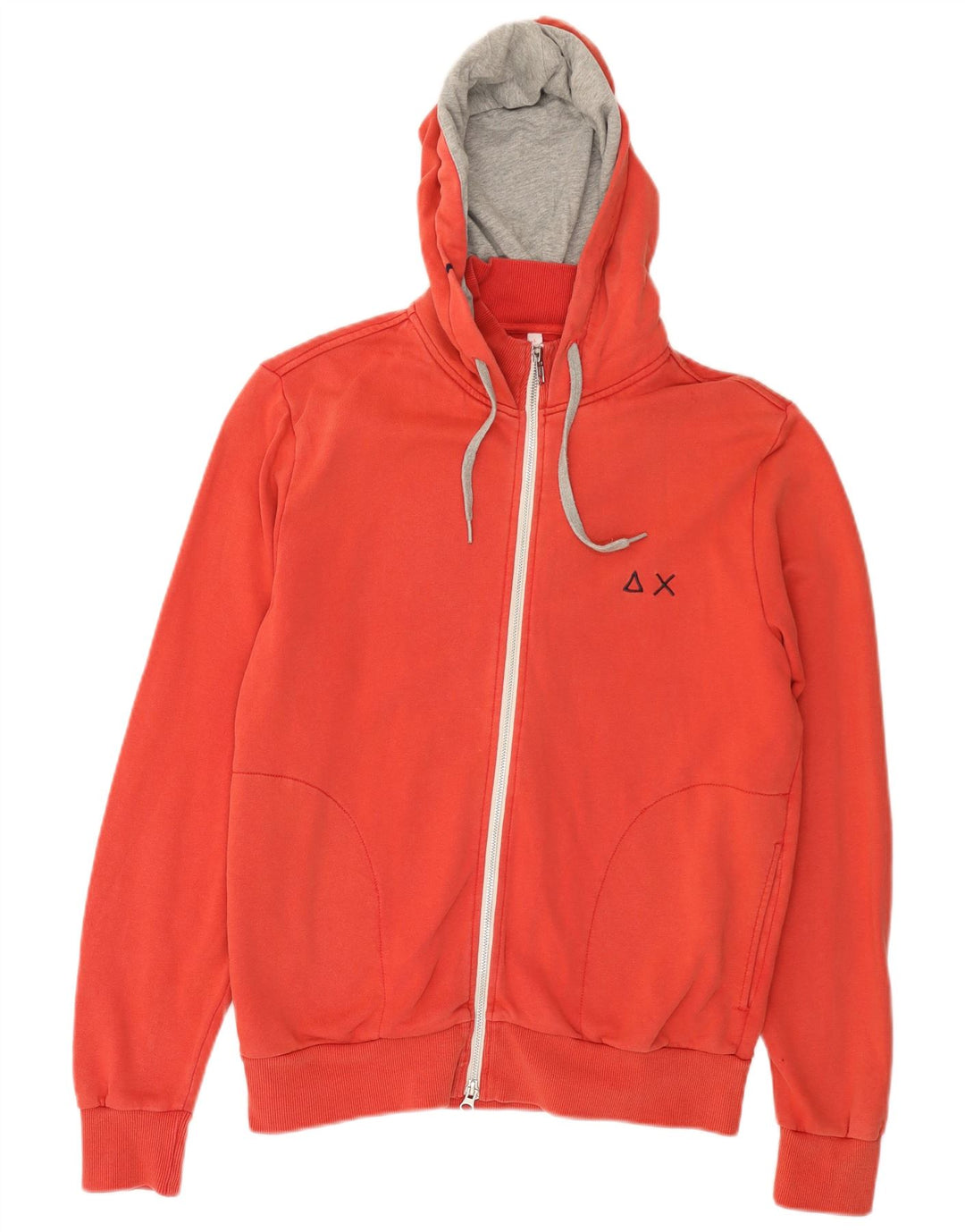 SUN68 Suéter con capucha y cremallera para hombre, tamaño grande, algodón rojo