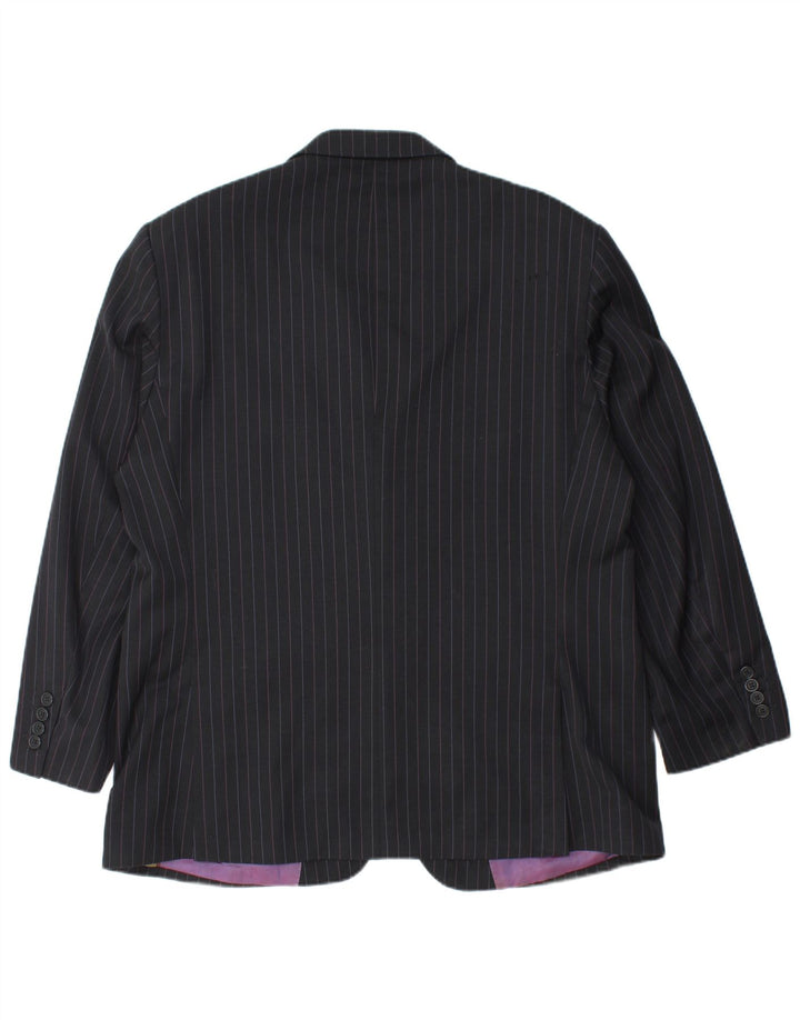 TED BAKER Chaqueta tipo blazer de 2 botones para hombre UK 44 2XL Lana negra a rayas