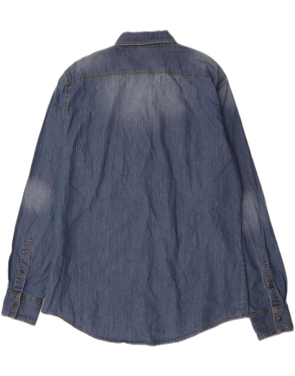 BENETTON Camisa Vaquera Hombre XL Algodón Azul