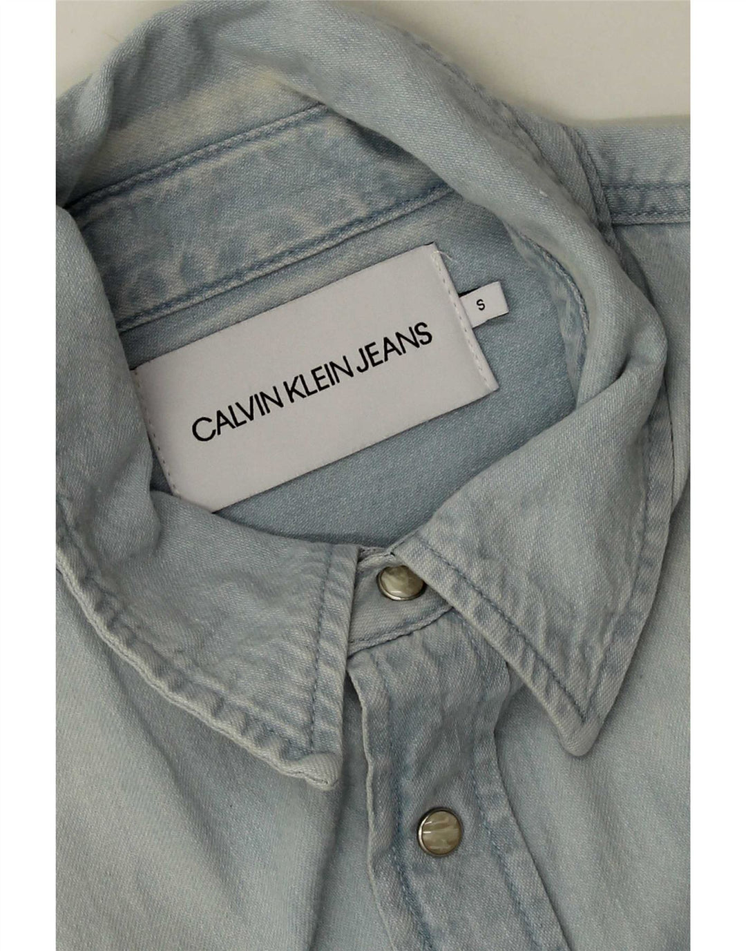 Calvin Klein Jeans Camisa vaquera para hombre pequeña azul