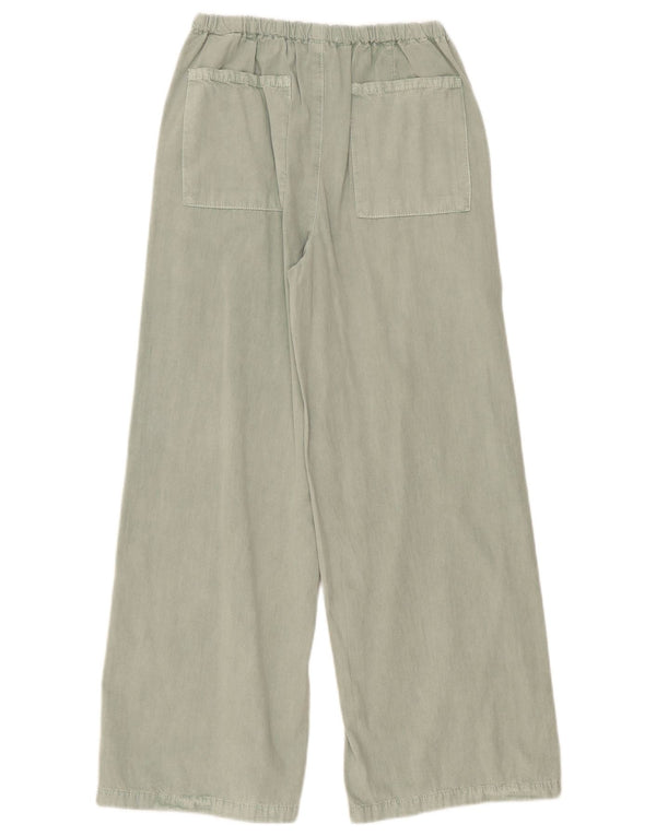 Zara Pantalones Anchos De Cintura Alta Para Niñas 13-14 Años W26 L28 Algodón Verde