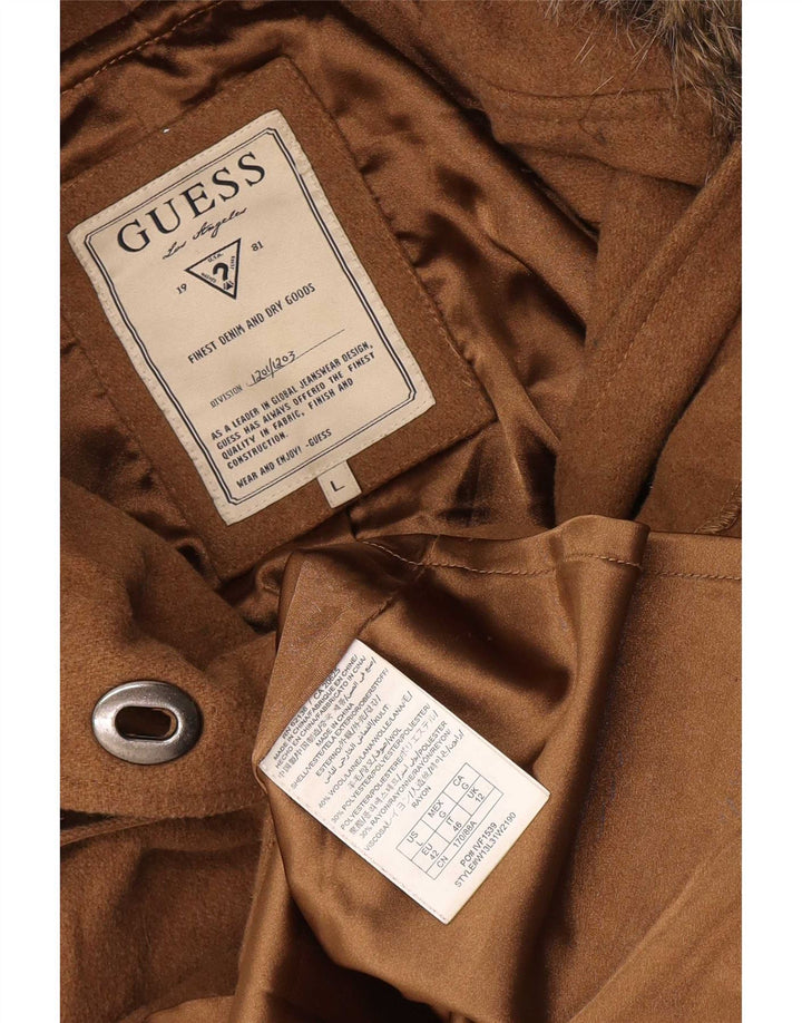 Guess Abrigo Corto Con Capucha Para Mujer UK 42 Lana Beige Mediana