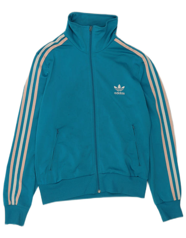 Adidas - Chaqueta de chándal gráfica para mujer, talla 40, poliéster azul grande