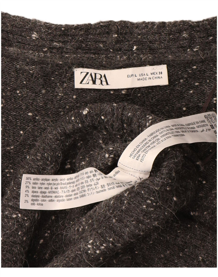 ZARA Suéter tipo cárdigan largo para mujer Reino Unido 46 Acrílico moteado gris grande