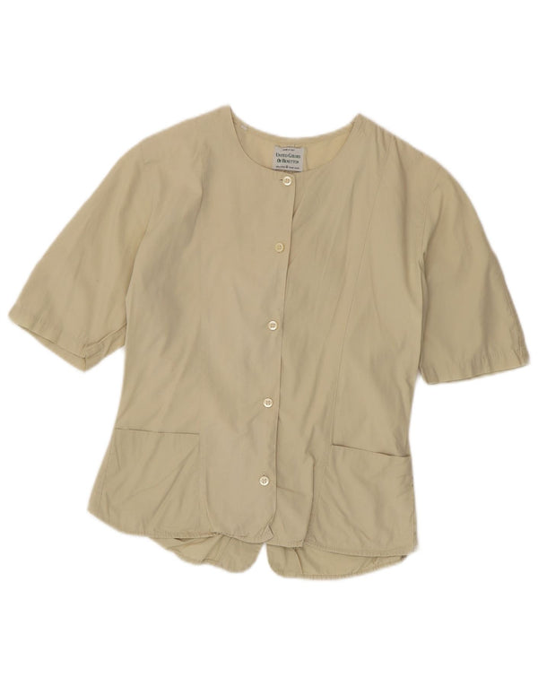 Benetton Blusa Camisera De Manga Corta IT 42 Algodón Beige Medio