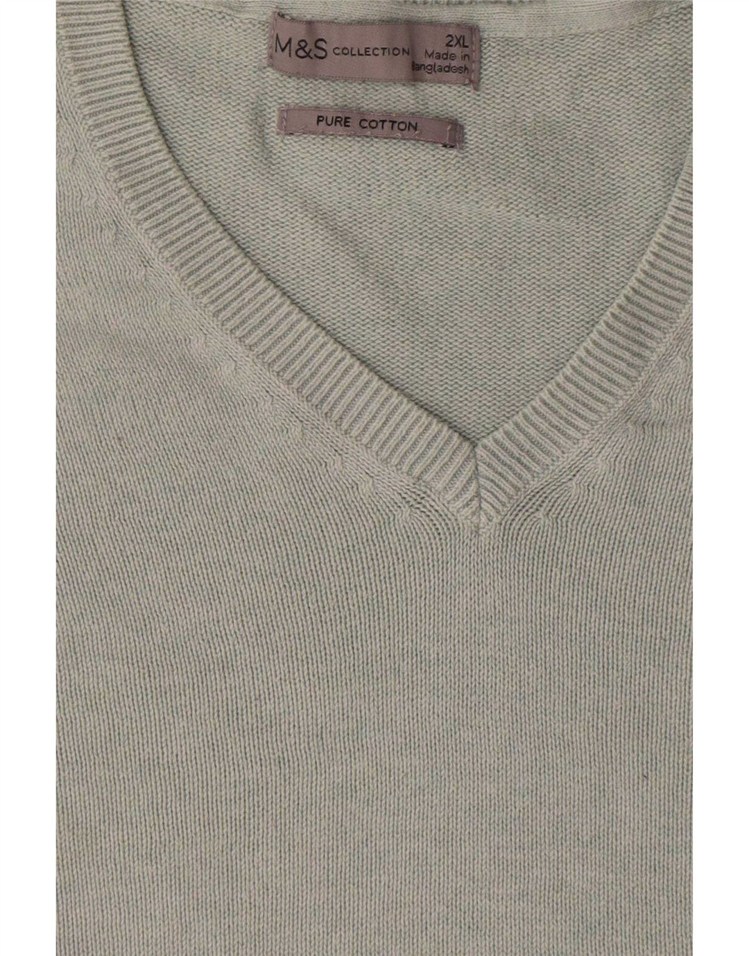 Marks & Spencer - Jersey con cuello en V para hombre, talla 2XL, algodón gris