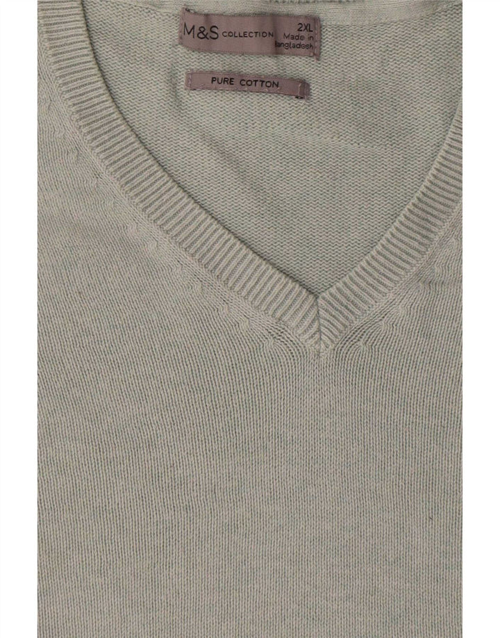 Marks & Spencer - Jersey con cuello en V para hombre, talla 2XL, algodón gris