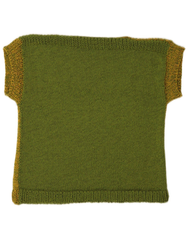 Vintage mujer chaleco camiseta sin mangas Reino Unido 8 pequeño verde moteado
