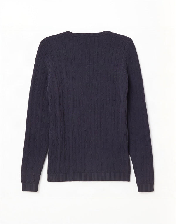 Asociación de Polo de EE. UU. Jersey con cuello en V para mujer UK 8 Small Azul marino Algodón