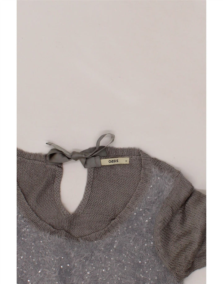 OASIS Womens Boat Neck Jumper Sweater UK 14 Medium Blue Colourblock Vintage Oasis and Second-Hand Oasis from Messina Hembry 