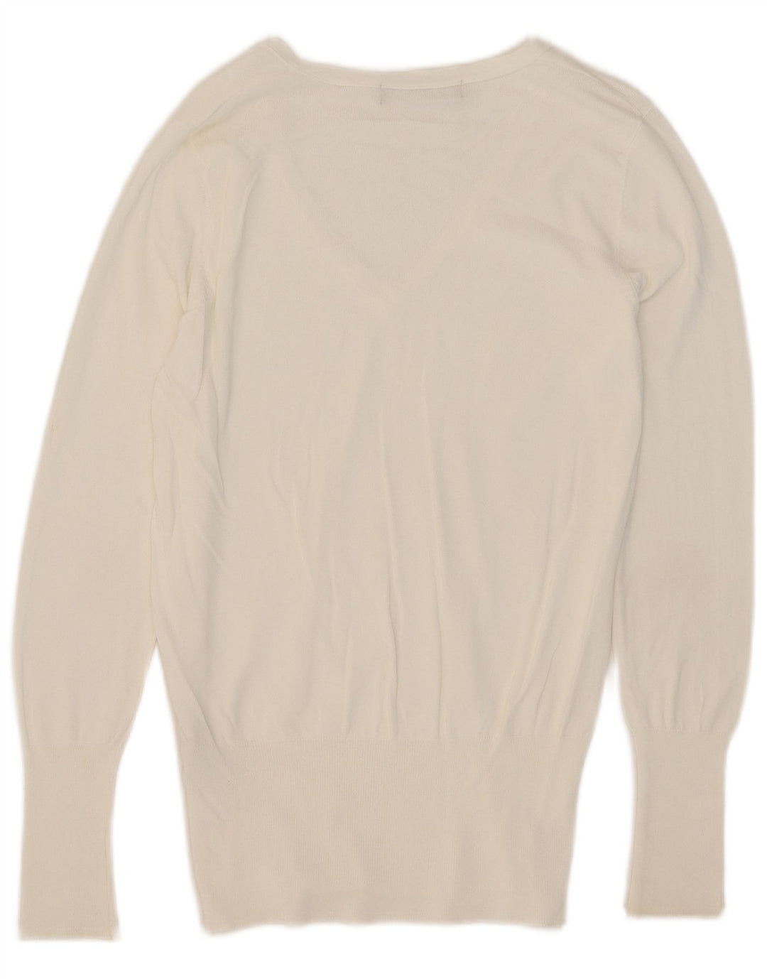 Zara - Jersey con cuello en V para mujer, talla 40, talla mediana, viscosa blanca