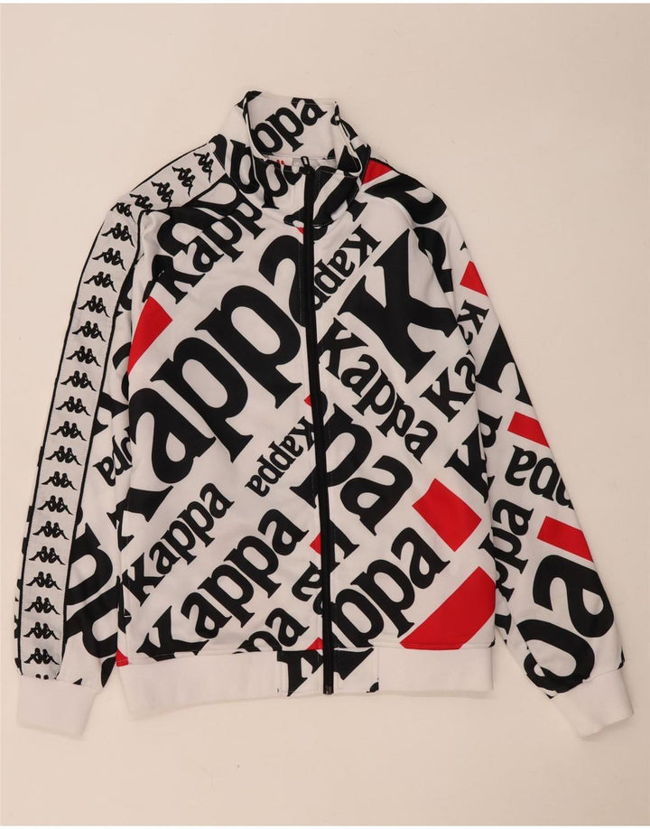 Kappa Mens Graphic Chándal Top Chaqueta Grande Poliéster Blanco