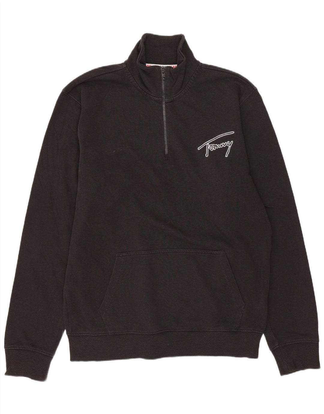 TOMMY HILFIGER Sudadera con cuello y cremallera para hombre Jumper Medium Black Cotton
