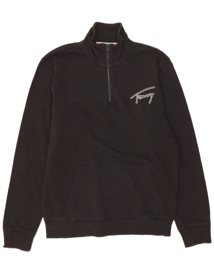TOMMY HILFIGER Sudadera con cuello y cremallera para hombre Jumper Medium Black Cotton