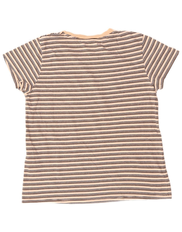 LEVI'S Camiseta para mujer Top UK 46 Large Beige Rayas Algodón