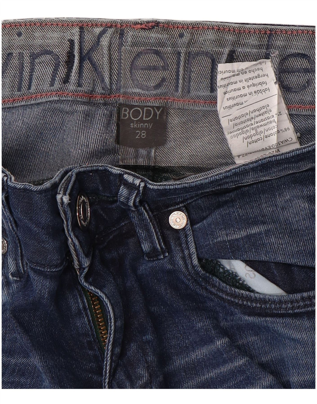 CALVIN KLEIN Vaqueros pitillo ajustados para mujer W28 L33 Algodón azul
