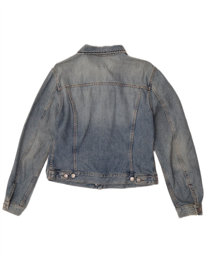 Benetton Chaqueta Vaquera Mujer UK 44 Grande Algodón Azul