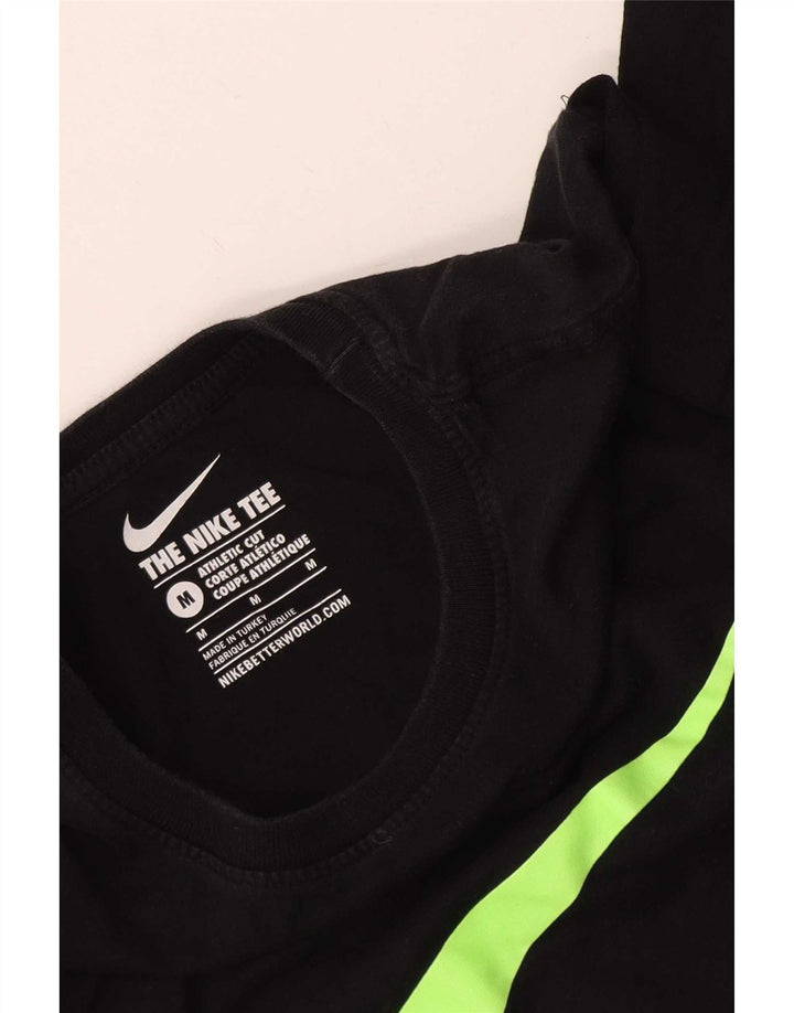 Nike Camiseta gráfica de ajuste atlético para hombre, manga larga, algodón negro mediano
