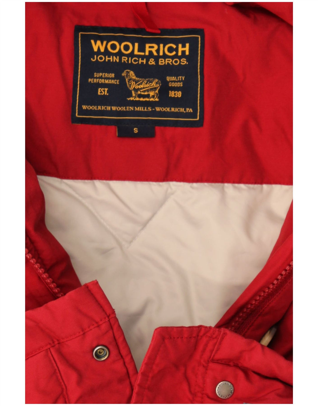 Woolrich Abrigo acolchado extragrande con capucha para mujer UK 10 Small Borgoña