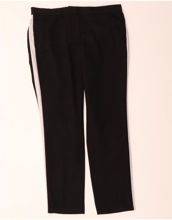 Zara Mujer Pantalones Chinos Rectos Grande W30 L27 Algodón Color Block Negro