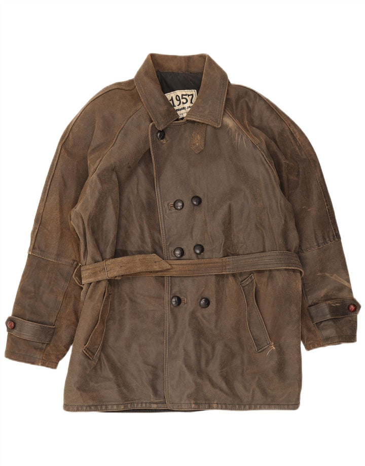 Legendary Jacket 1957 Abrigo de cuero con doble botonadura para hombre UK 40 Large Brown