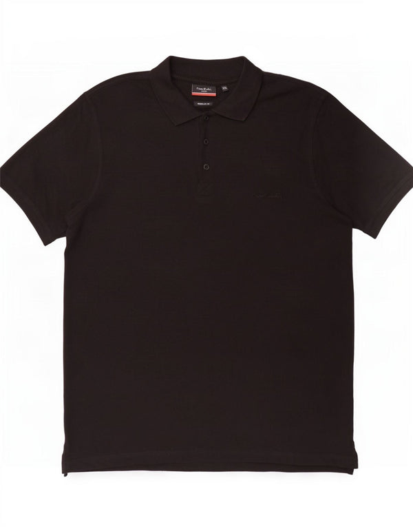 Pierre Cardin Polo de corte regular para hombre 2XL Algodón negro