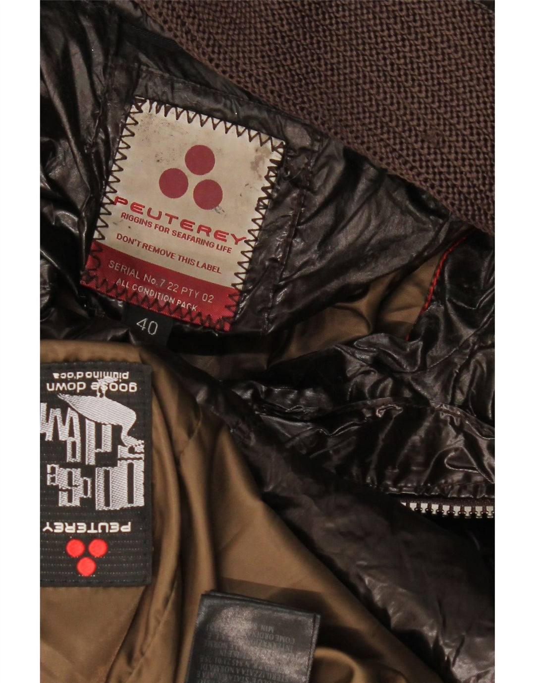 PEUTEREY Abrigo acolchado con capucha para mujer IT 40 Small Brown