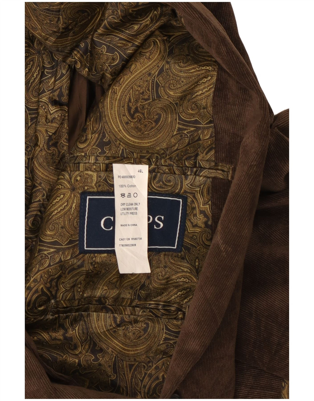 Chaps Chaqueta tipo blazer de pana con 2 botones para hombre UK 46 3XL Algodón marrón