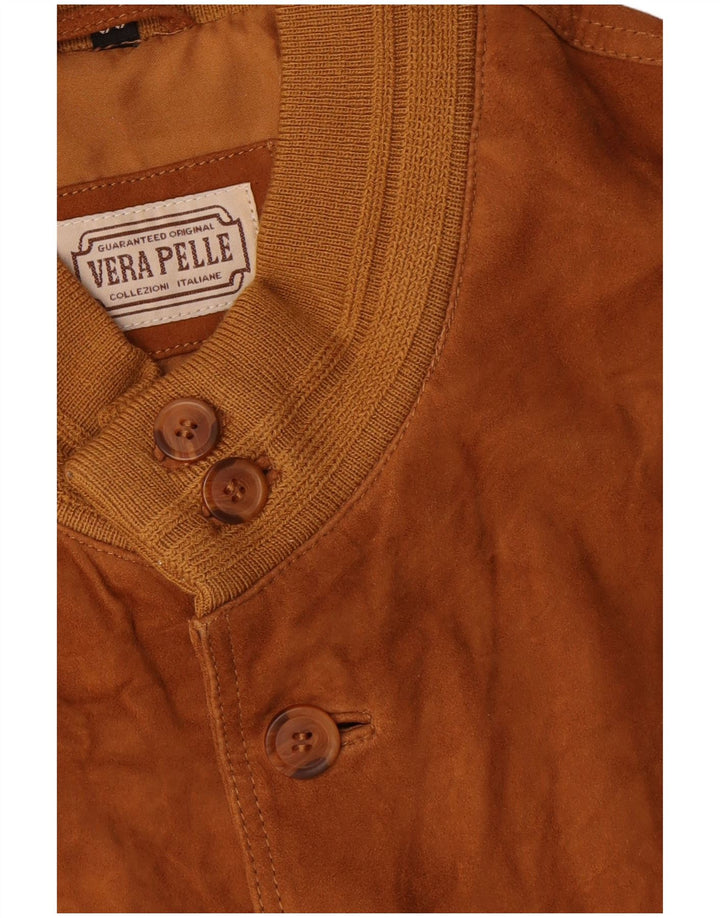 Vintage hombres ante bomber chaqueta IT 56 3XL cuero marrón