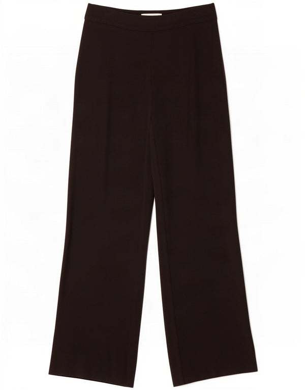 Max Mara Pantalones casuales de pierna ancha para mujer UK 14 Large W30 L30 Acetato negro